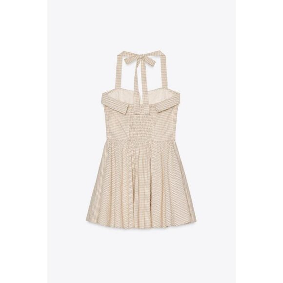 ZARA CHECK HALTER DRESS - Picture 8 of 9